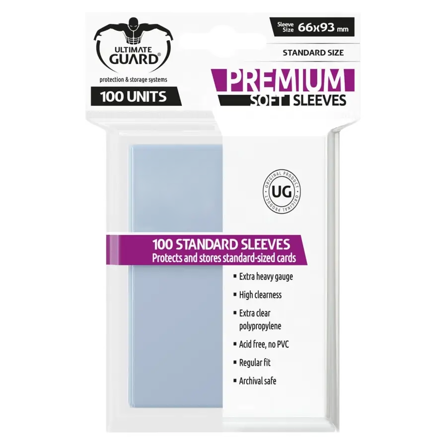 Ultimate Guard Premium Soft Kartenhüllen Sleeves 100 Stk Clear