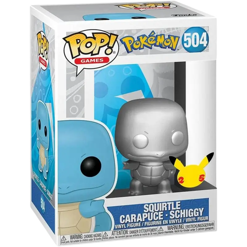 Pokemon Funko Pop Figur Schiggy Silber 504